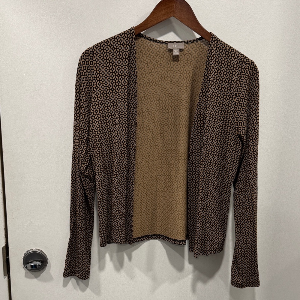 J. Jill Black and Tan Open-Front Cardigan - Picture 2 of 9